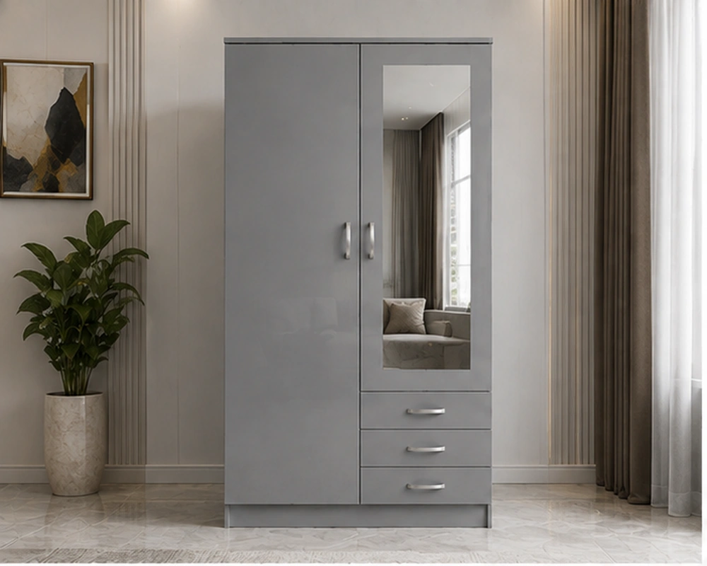 Space-Saving 2-Door Mirrored Wardrobe – Stylish Clothes Storage Cabinet - Image 4