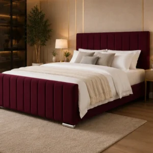 Premium Red Super King Bed with Mattress – Contemporary Upholstered Design