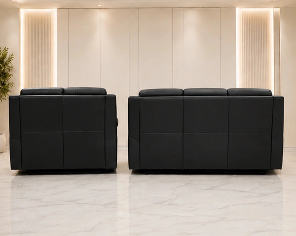 Modern Black Leather Recliner Sofa Set – Stylish & Comfortable Living Room Furniture - Image 4