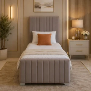 Panel Line Single Bed with Mattress – 90 x 190 cm –Single Bed 90*190cm