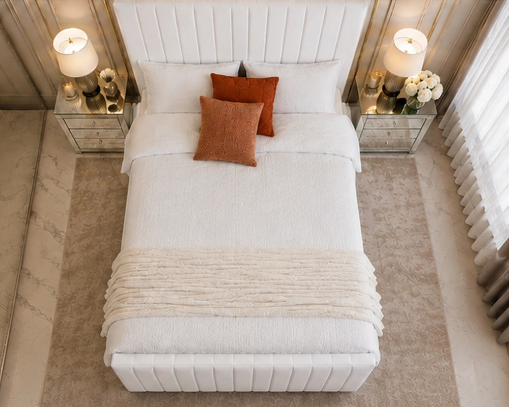 Panel Line King Size Bed with Mattress – 180 x 200 cm - Image 3
