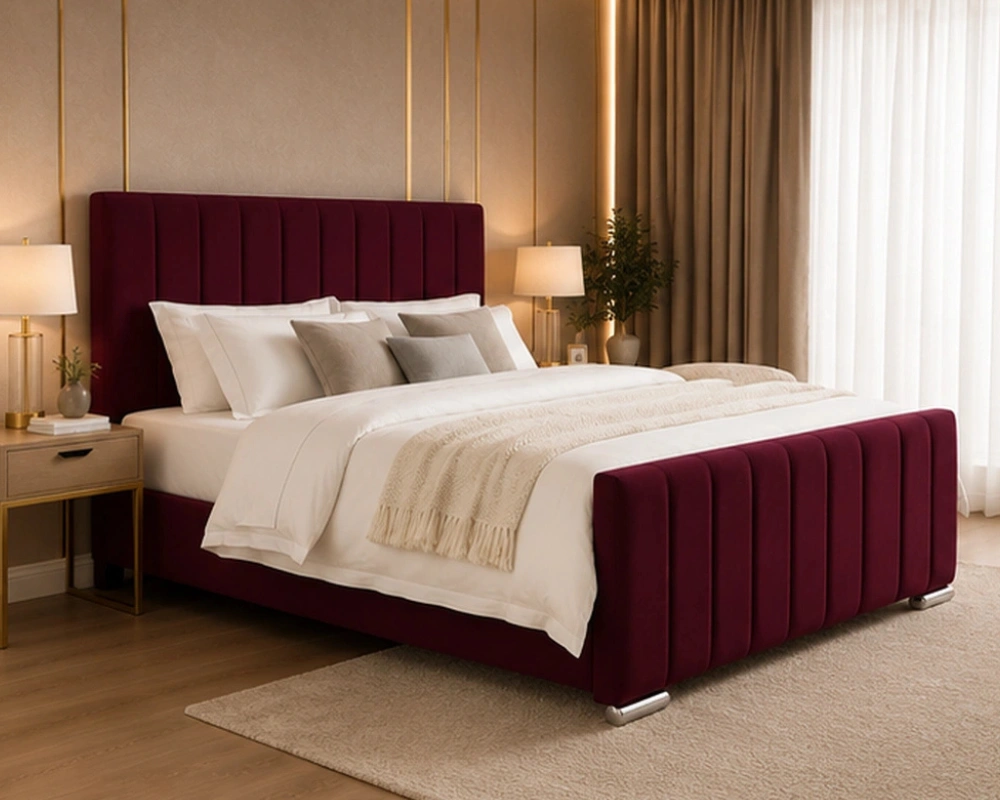 Premium Red Super King Bed with Mattress – Contemporary Upholstered Design - Image 4