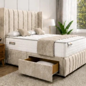 Elegant King Size Divan Bed with Mattress and Storage Drawers - King Size Bed