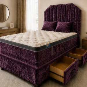 Double Divan Bed with mattress and Strong Frame - Bed Base with Modern
