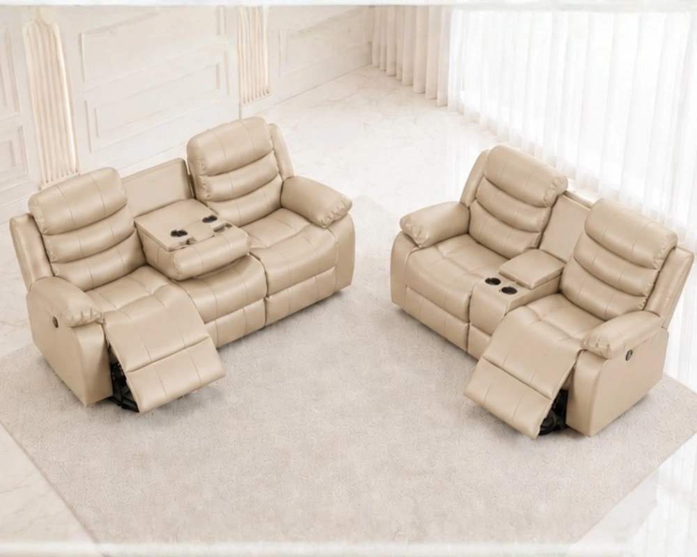 Beige Roma Recliner Sofa Set 3+2 – Luxury Leather Living Room Suite - Image 2
