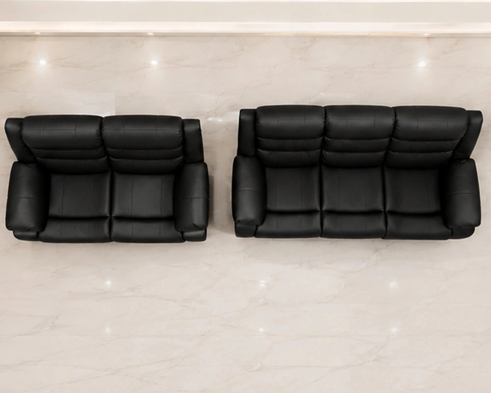 Modern Black Leather Recliner Sofa Set – Stylish & Comfortable Living Room Furniture - Image 3