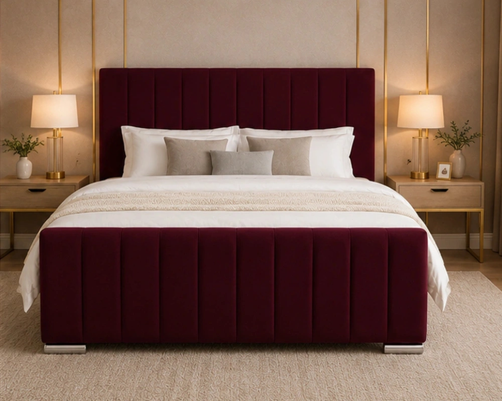 Premium Red Super King Bed with Mattress – Contemporary Upholstered Design - Image 2