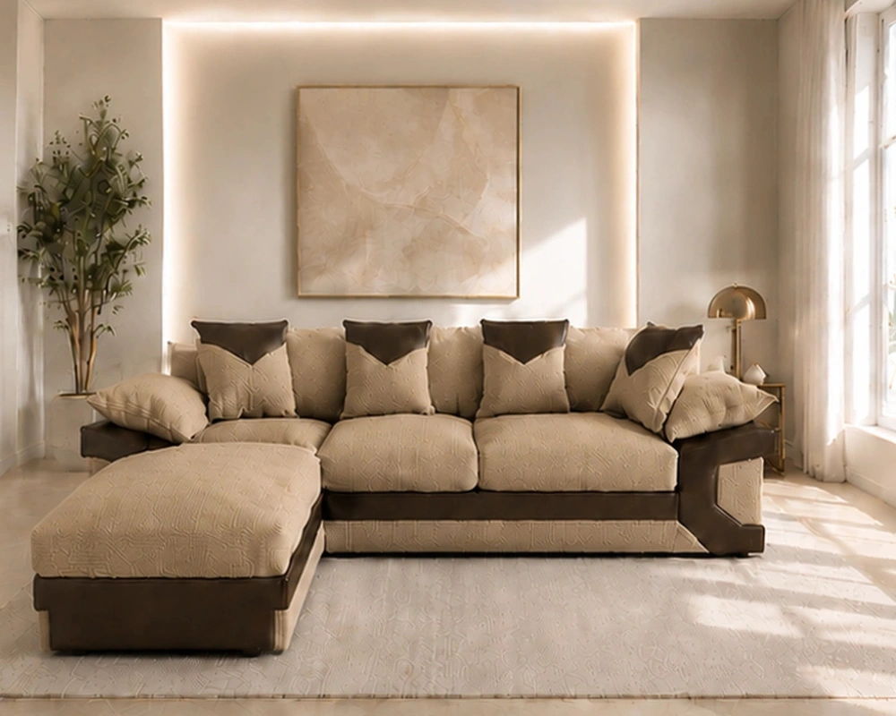 Oak Dino Corner 5 Seater Sofa – Stylish Leather Touch Corner Sofa for Modern Living Rooms - Image 3