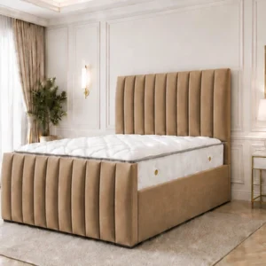 Comfortable Super King Bed with Stylish Panel With Mattress