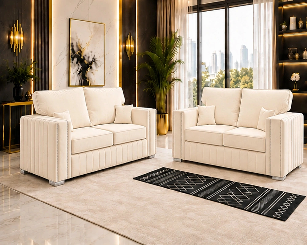 Cream 3+2 Sofa Set – Premium Design with Spacious Family Seating - Image 2