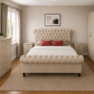 king Bed Furniture Set - Six Door Wardrobe With Four Drawer - Chest of Five Drawers With Two Bed Side Table