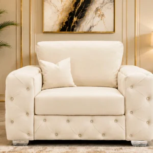 Cream 1 Seater Sofa - Elegant Plush Accent Chair with Luxury Detailing