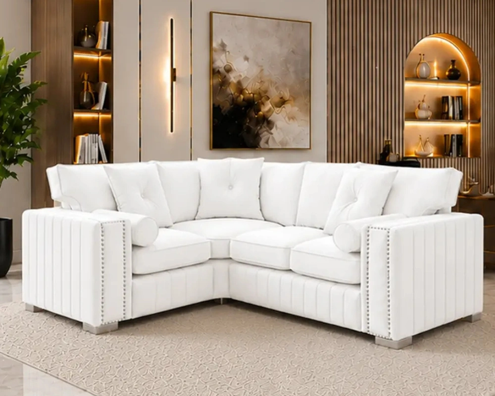 White 4 Seater Sofa - Luxury Modern Sofa with Spacious Seating - Image 4