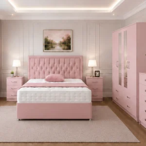 Modern Storage Bedroom Furniture - Double Bed - Four Door Wardrobe With Two Full Mirrors - Four Bottom Drawers