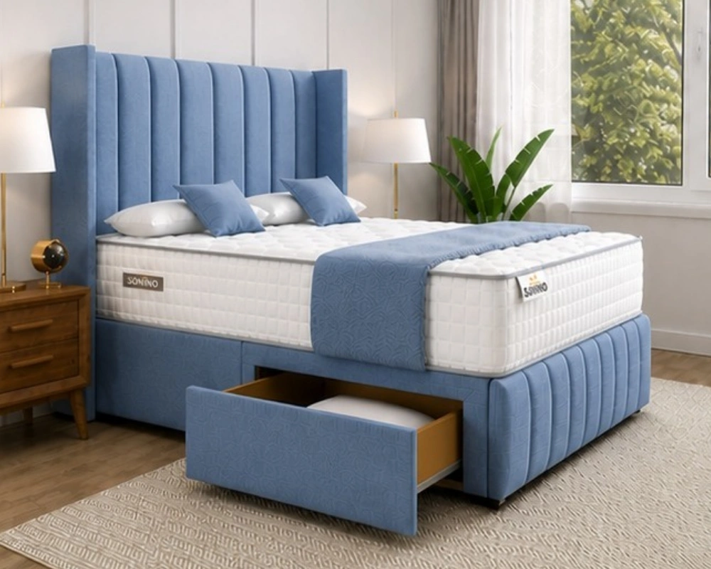 Modern Storage King Size Divan Bed Frame – King Size Bed Frame with Mattress – Modern Storage Solution