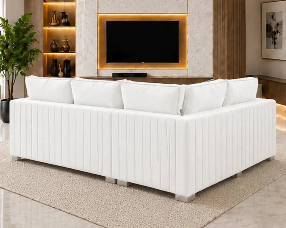 White 4 Seater Sofa - Luxury Modern Sofa with Spacious Seating - Image 3