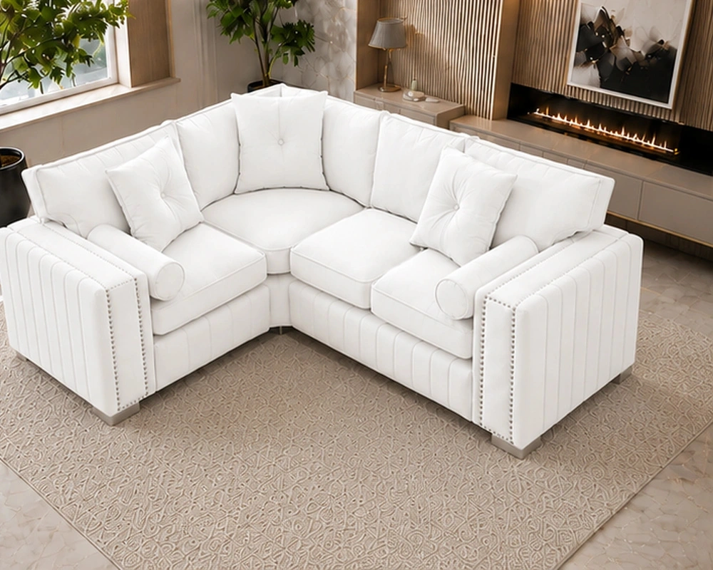 White 4 Seater Sofa - Luxury Modern Sofa with Spacious Seating