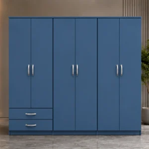 6 Door Wardrobe for Bedroom with 2 Spacious Bottom Drawers