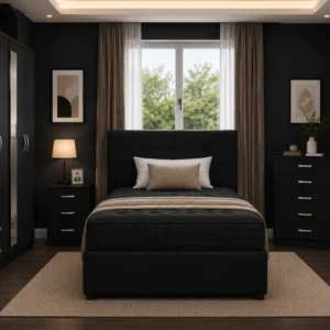 Double Bed Furniture Set - Five Door Wardrobe With One Full Length Mirror And Four Bottom Drawers - Chest of Five Drawers - Two Bedside Tables