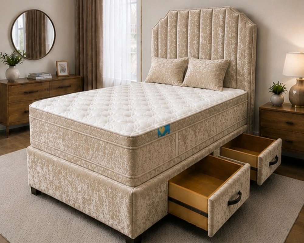 Contemporary King Size Divan Bed with Mattress - King Size Divan Bed