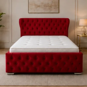 Scarlet Red Oxford Bed – Sophisticated 4ft 6in Double Design with Plush Upholstery