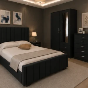 king Bed Furniture Set - Six Door Wardrobe With Four Drawer - Chest of Five Drawers With Two Bed Side Table