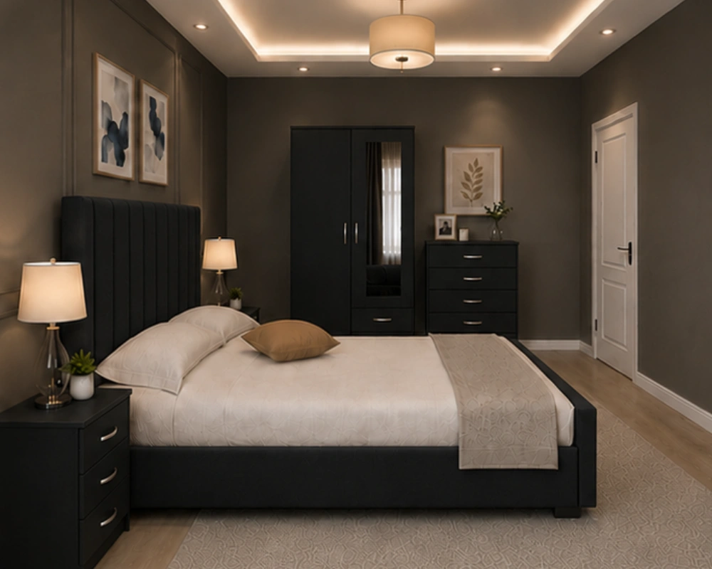 king Bed Furniture Set - Six Door Wardrobe With Four Drawer - Chest of Five Drawers With Two Bed Side Table - Image 2