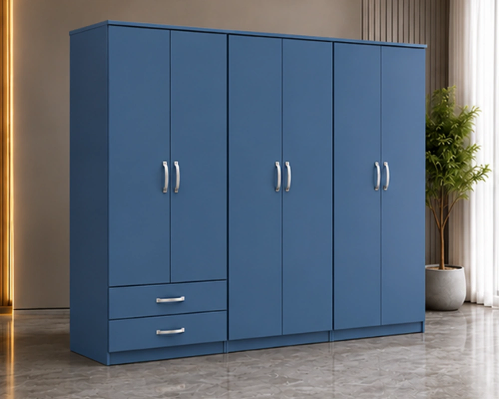 6 Door Wardrobe for Bedroom with 2 Spacious Bottom Drawers - Image 2