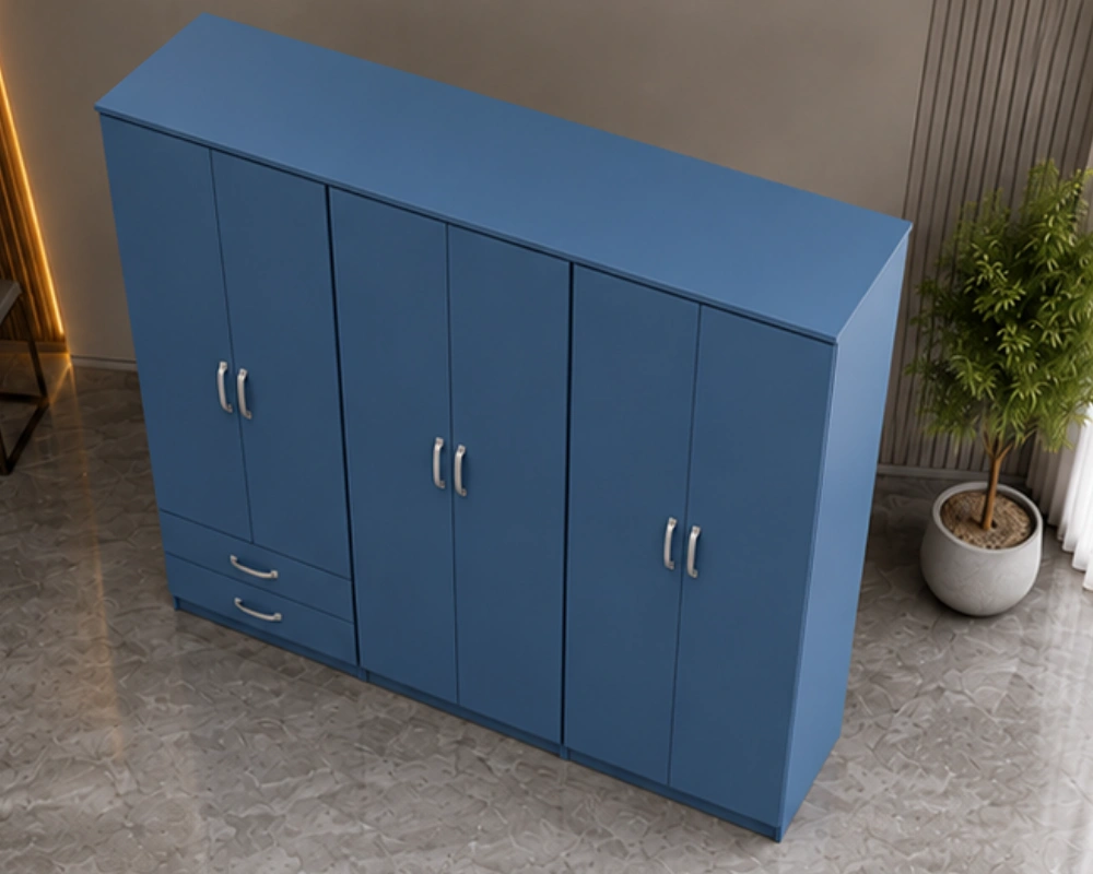 6 Door Wardrobe for Bedroom with 2 Spacious Bottom Drawers - Image 4
