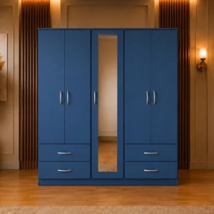Modern Mirrored 5 Door Wardrobe with Bottom Drawers