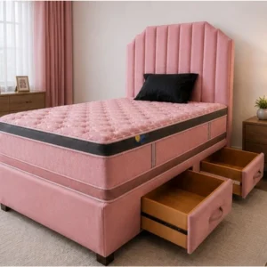 Upholstered King Size Divan Bed with Mattress