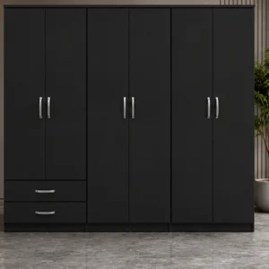 Modern 6 Door Wardrobe with 2 Bottom Drawers Large Clothes Storage