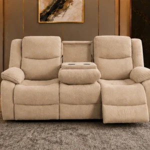 Roma Beige 3 Seater Recliner Sofa – Stylish Modern Living Room Sofa with Comfortable Reclining Seats