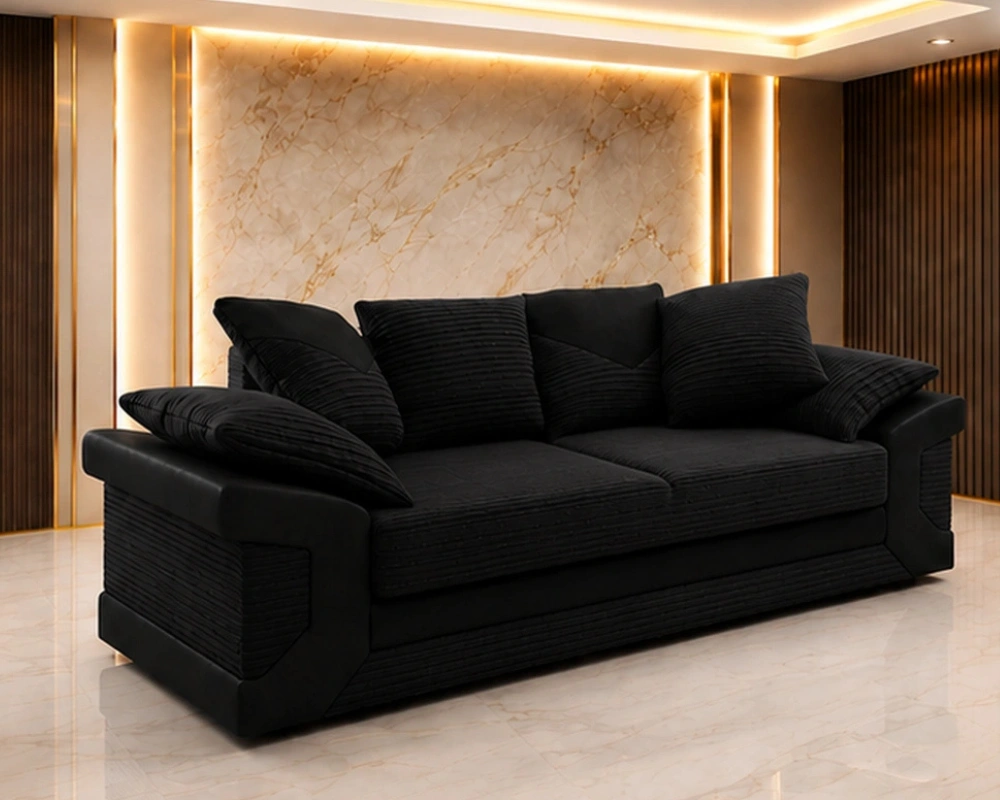 Dino 3 Seater Sofa – Elegant Black Lounge Sofa - Image 4