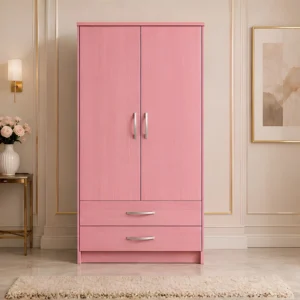 Luxury 2 Door Wardrobe with 2 Bottom Drawers-Premium 2 Door Bedroom Wardrobe with 2 Storage Drawers