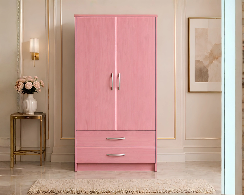 Luxury 2 Door Wardrobe with 2 Bottom Drawers-Premium 2 Door Bedroom Wardrobe with 2 Storage Drawers