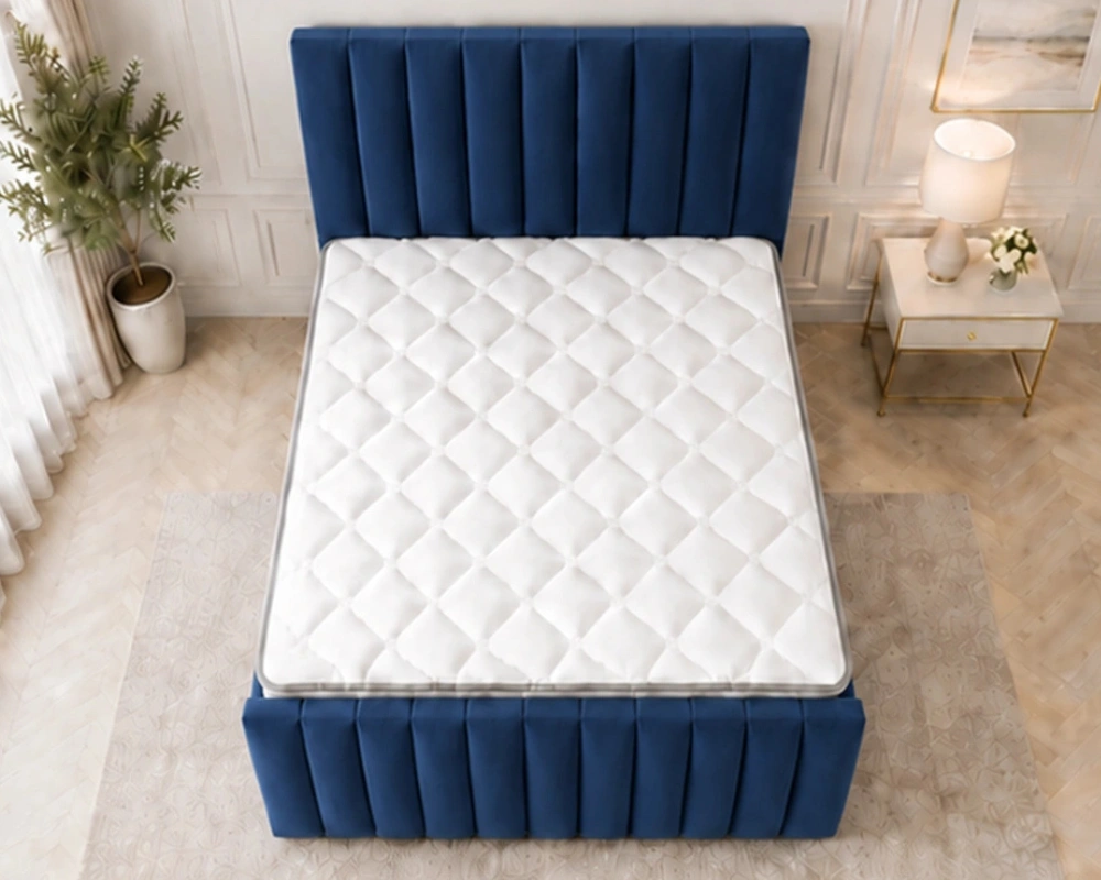 Blue King Size Bed – Luxury Panel Line King Size Bed – 180 x 200 cm - Image 3