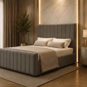 Elegant Grey 6ft Panel Bed – Sophisticated Super King Bedroom Frame