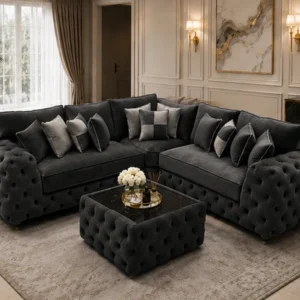 Modern Corner Sofa Collection - Luxury Dark Grey L Shape Seating