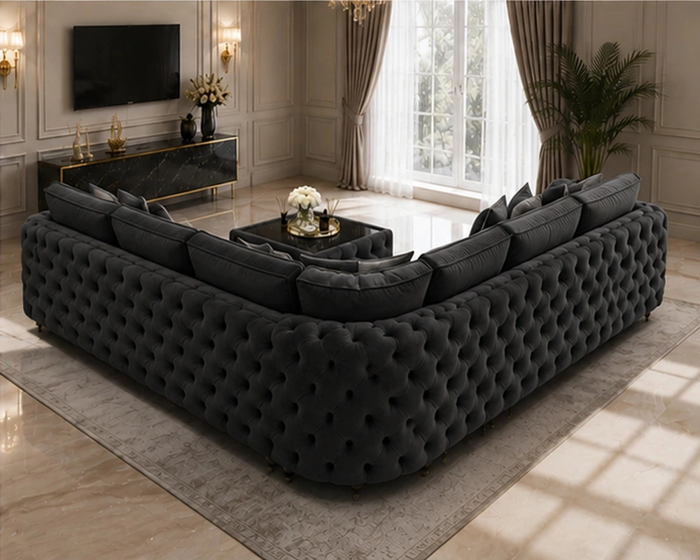 Modern Corner Sofa Collection - Luxury Dark Grey L Shape Seating - Image 3