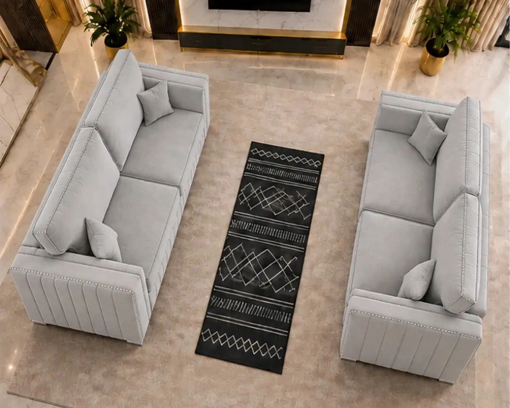 Modern Light Grey 3 and 2 Seater Sofa Suite – Luxury Upholstered Sofa Set - Image 3