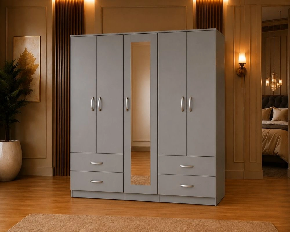 5 Door Storage Wardrobe with 1 Mirror & 4 Drawers - Image 2