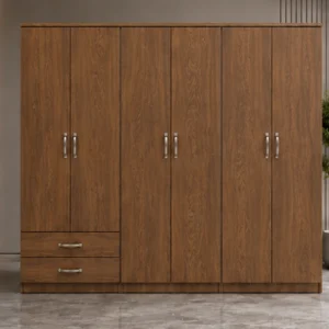 Modern 6 Door Clothes Cabinet with Bottom Storage Drawers