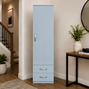 Modern 1 Door Wardrobe Cabinet with 2 Bottom Drawers