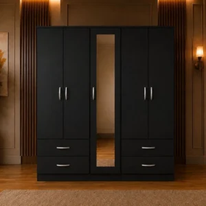 5 Door Clothes Wardrobe with Mirror & 4 Bottom Drawers
