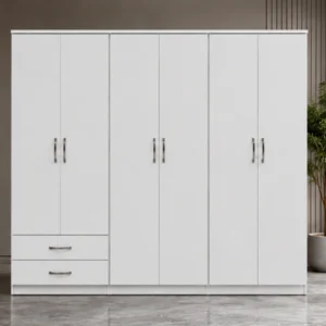 6 Door Wardrobe Furniture with 2 Drawers Stylish Bedroom Storage