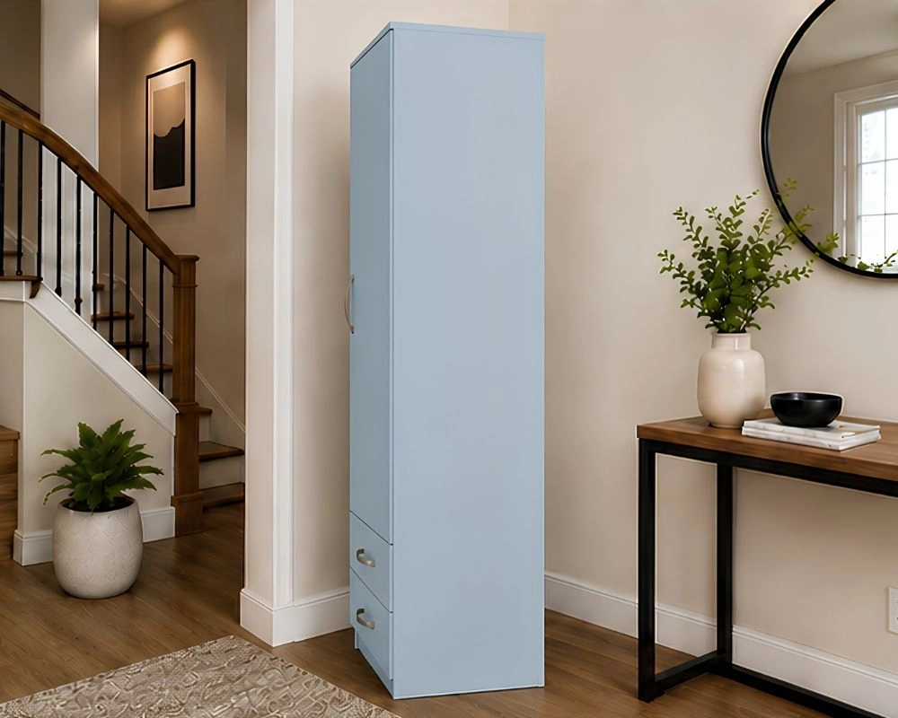 Modern 1 Door Wardrobe Cabinet with 2 Bottom Drawers - Image 3