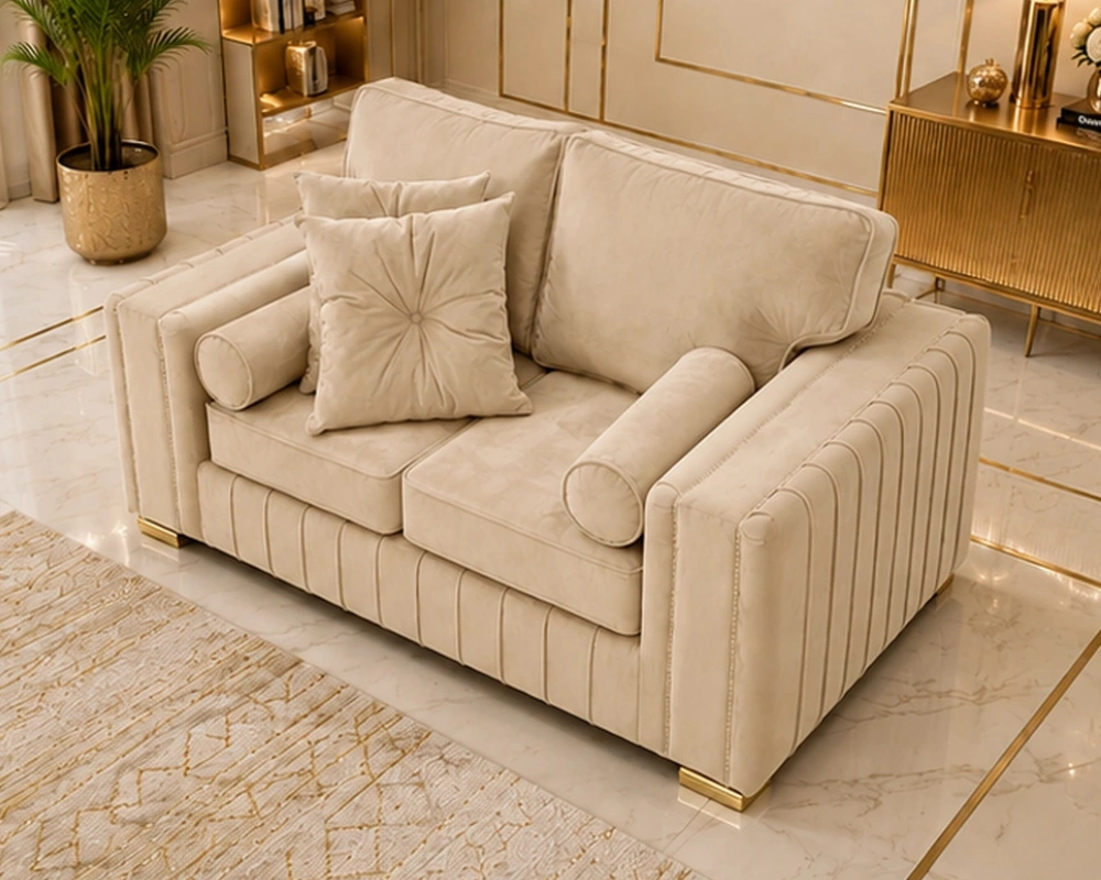 Elegant 2 Seater Beige Sofa – Luxury Modern Lounge Furniture - Image 4