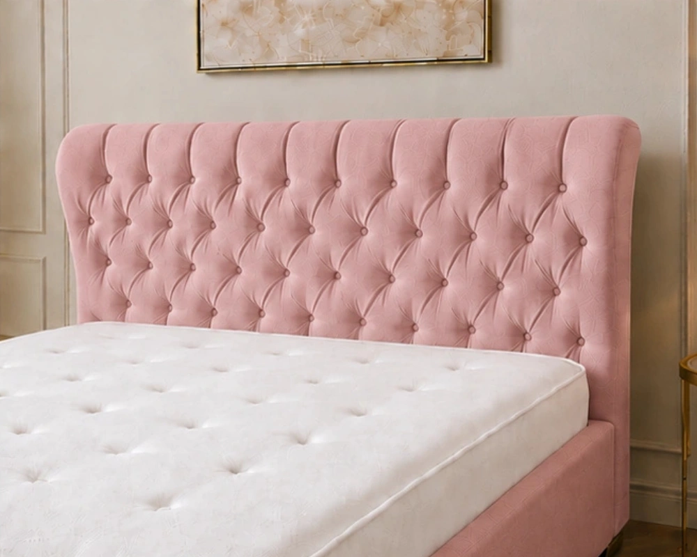 Antique Rose Oxford Super King Bed – Stylish 6ft Padded Headboard with Mattress - Image 2