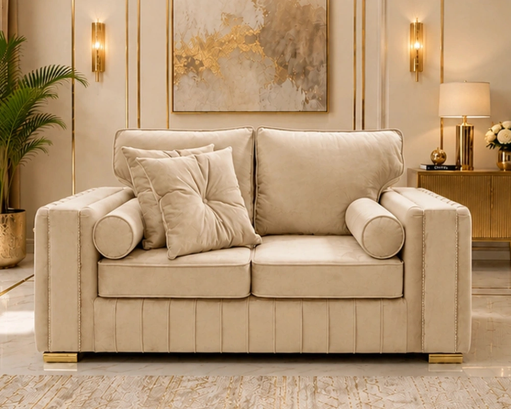 Elegant 2 Seater Beige Sofa – Luxury Modern Lounge Furniture